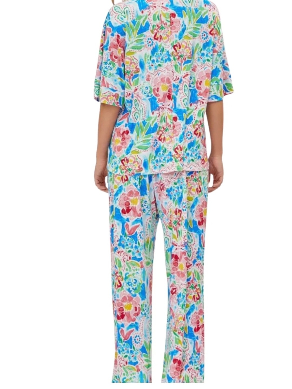 Floral V-Neck Two-Piece Set in Multi Pastels - Picture 3 of 4